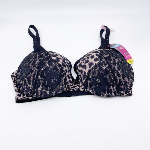Maidenform Women's Underwire Demi Bra Smoothing Lace-trim Animal Print Bra 34D - Picture 1 of 4